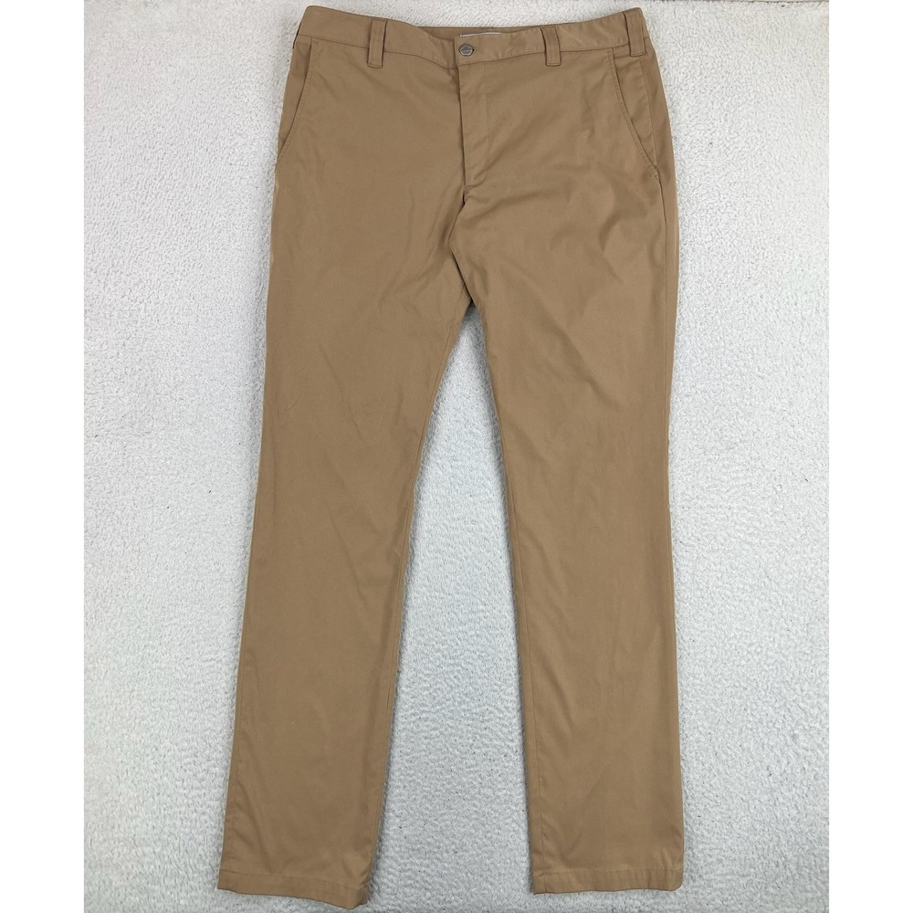 Bluffworks Mens 35x36 Beige Slim Fit Microfiber Chino Travel Casual Pants